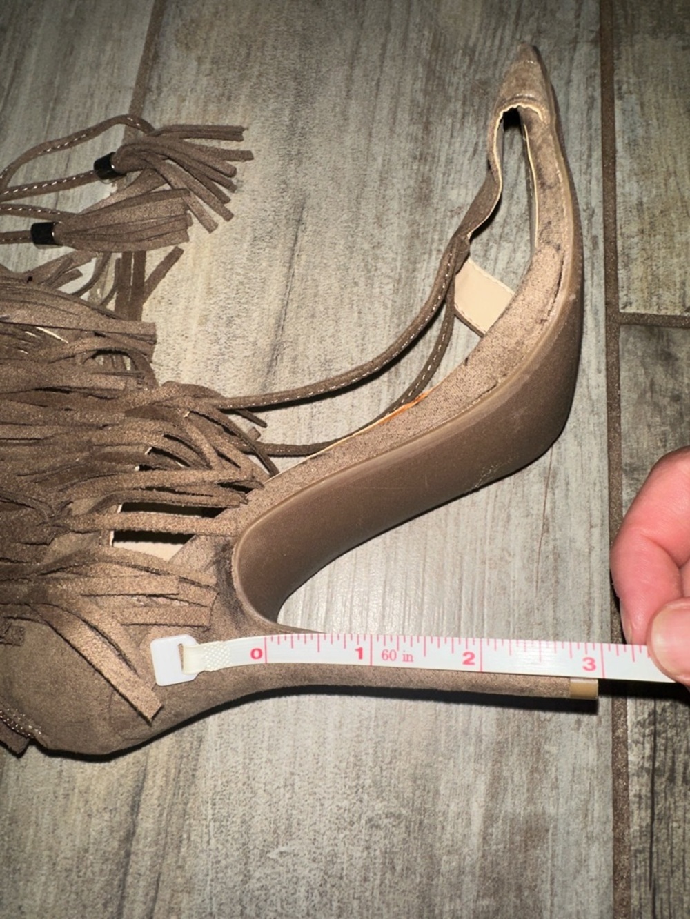 Fringe Lace-Up High Heel Sandals - Brown - Picture 6 of 6